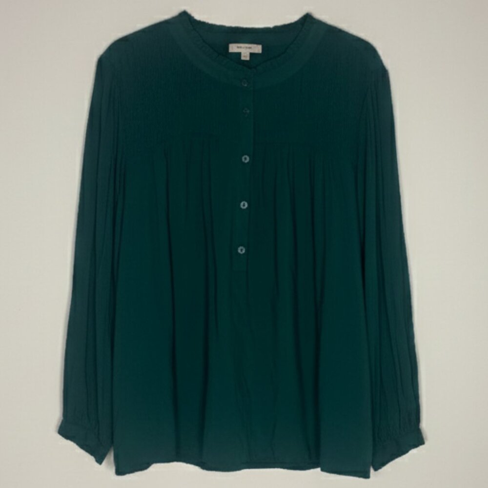 Lane Bryant Ruffle Neck Popover Blouse Top Green Bracelet Sleeve NTW Size 22 - Picture 4 of 8